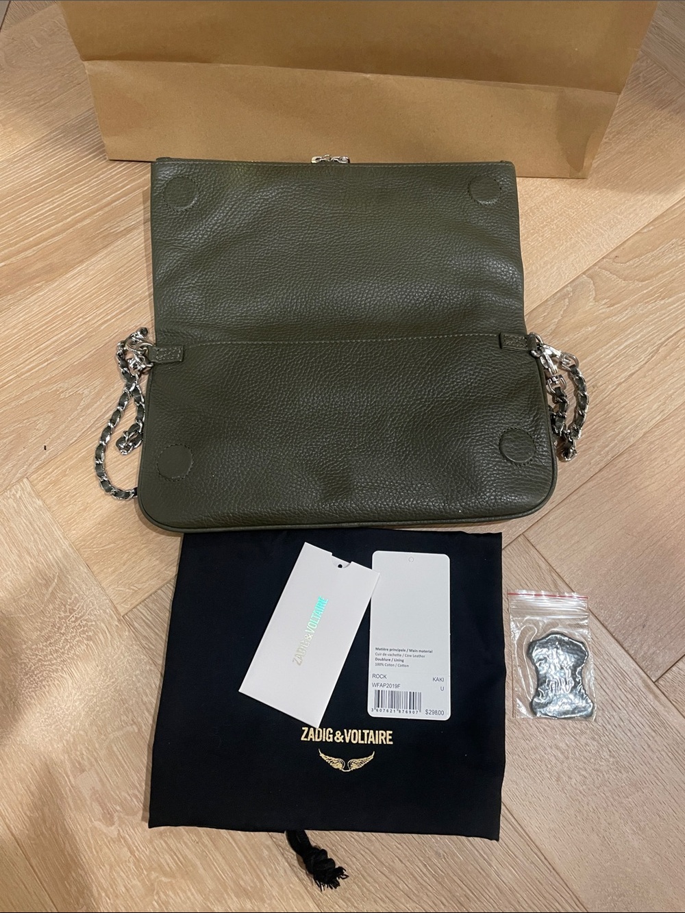 NWT Zadig & Voltaire Rock Crossbody Bag in Green/ Kaki - Picture 9 of 12